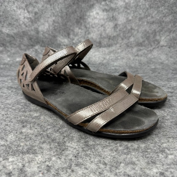 Naot Bonnie Leather Sandals Womens Size 37 US6.5 Bronze Threads Strappy Lazercut - Picture 1 of 9